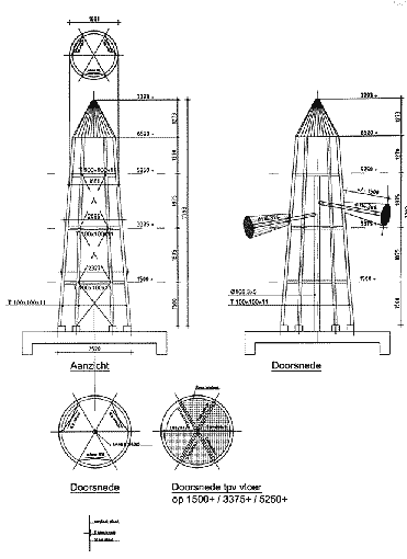 Constructietekening monument verdronken dorpen